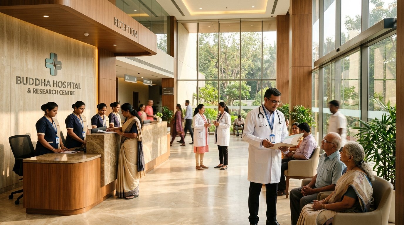 Buddha Hospital & Research Centre Reception and Doctors in Padrauna